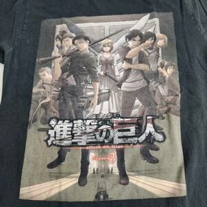 Attack on Titan Season 3 Anime TV Series Dual Sided Black Tee Shirt Men's Size M
